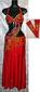 conjunto rojo con oro y diagonal al abdomen, con guantes, $2500