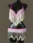 Traje rosa claro-fiusha-plata $1600
