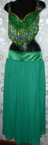 Bra verde-morado $600, falda $400