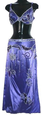 Falda y bra bordados lila con morado y plata $3500