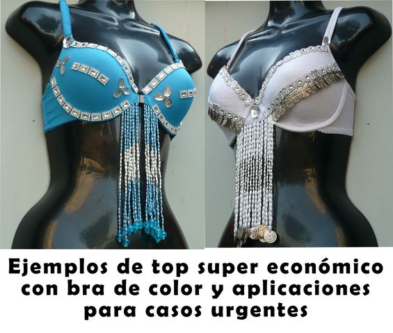 Bra urgente de color con aplicaciones, pedreria y flequillos $200