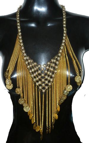collar triangulo y barbas largas con monedas $270, dorado o plateado (la cadena o el tejido pueden variar)