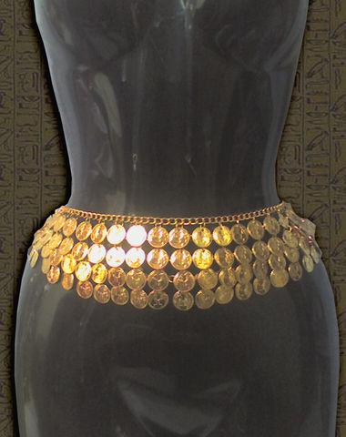 CINTURON CUATRO FILAS DE MONEDAS DORADO  O PLATEADO $180