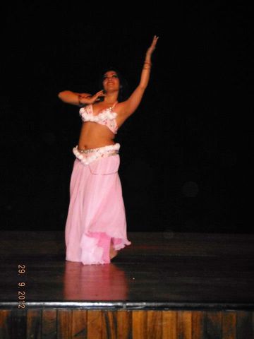 Amira viste traje flores rosa baby y falda doble