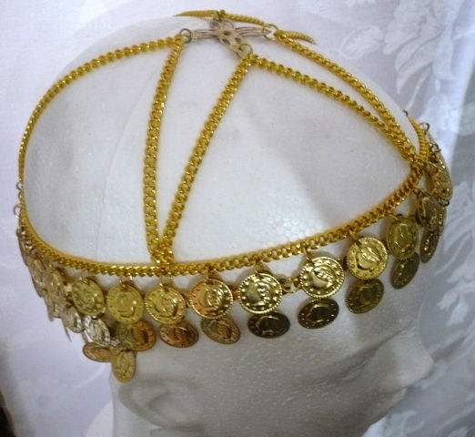 Acc. cabeza estrella monedas dorado o plateado $200